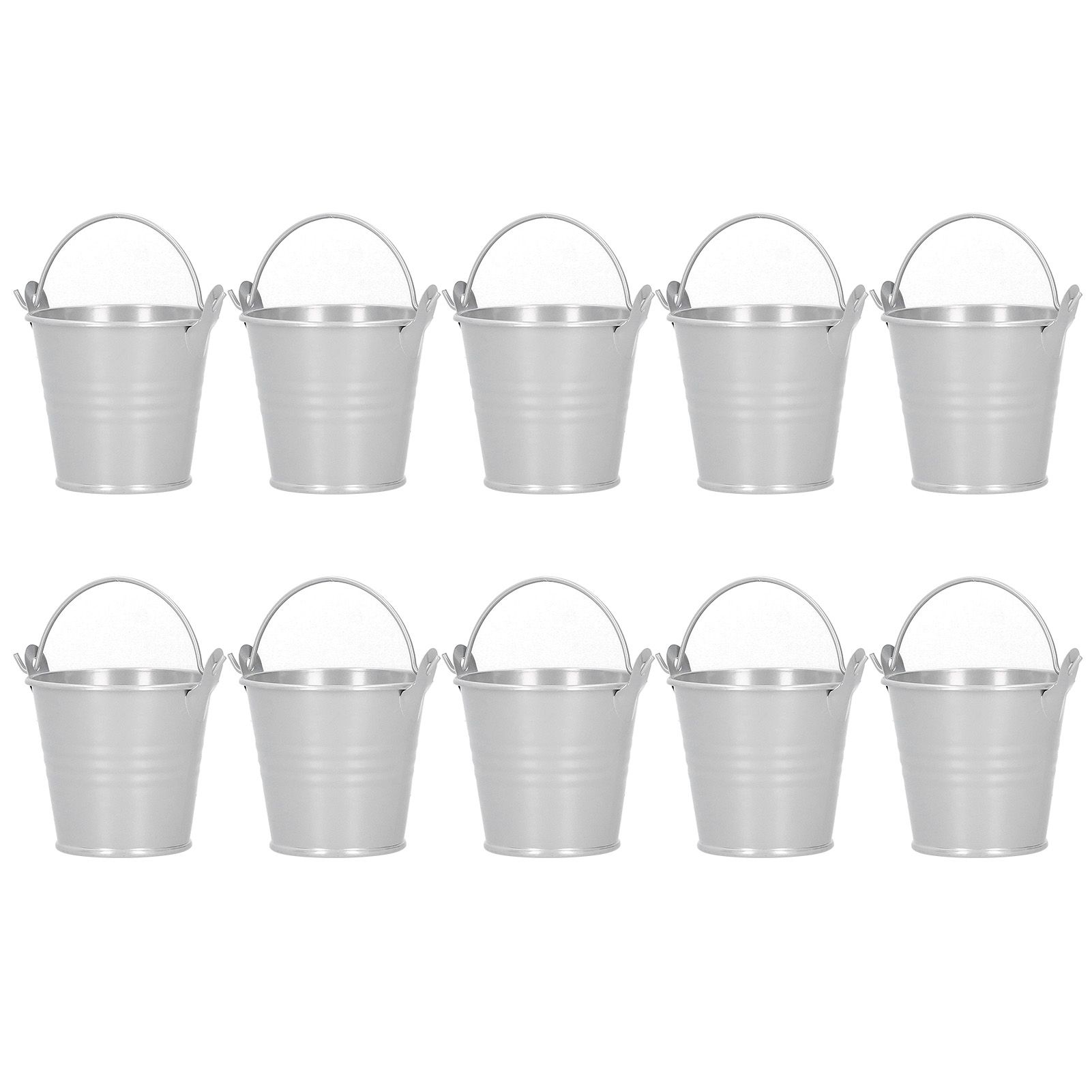 10PCS Flower Pot Mini Succulent Plant Pot Small Metal Bucket for Indoor Outdoor DecorSilver 4x5.5x6cm — image 3