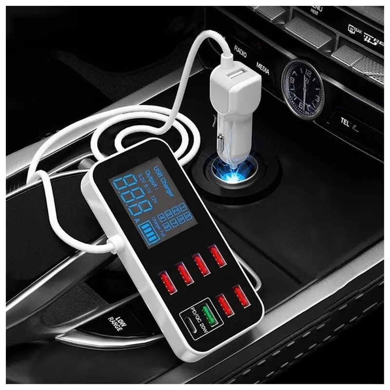 8-Port PD+QC3.0 Car Charger with LED Display — image 4
