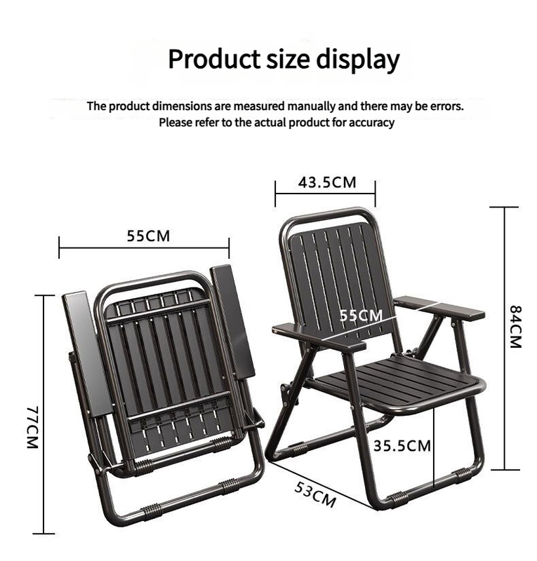 Black Portable Folding Chair - Outdoor Beach and Camping Recliner โ image 2