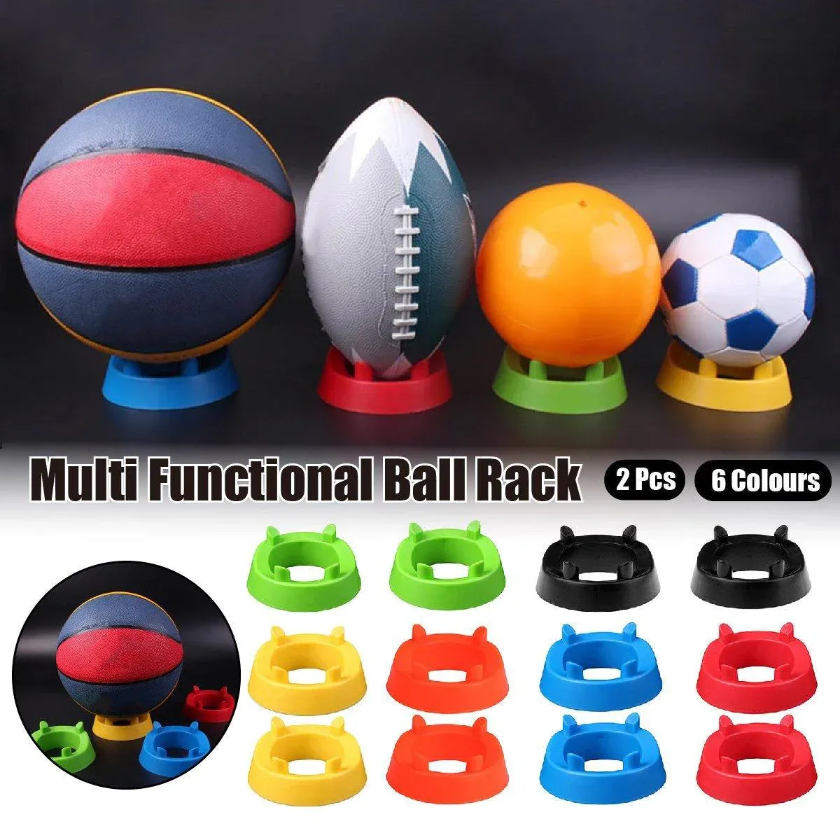 2PCS Football Basketball Volleyball Storage Stand Multi-Functional Ball Holder - Green — image 2