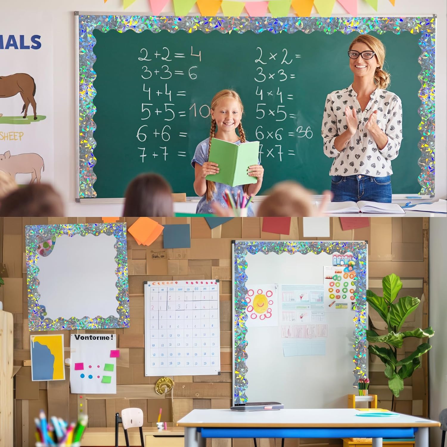 STARLIBOO 60 Feet Bulletin Board Borders, Holographic Scalloped Rolled Border Trim for School, Classroom & Offices โ image 3