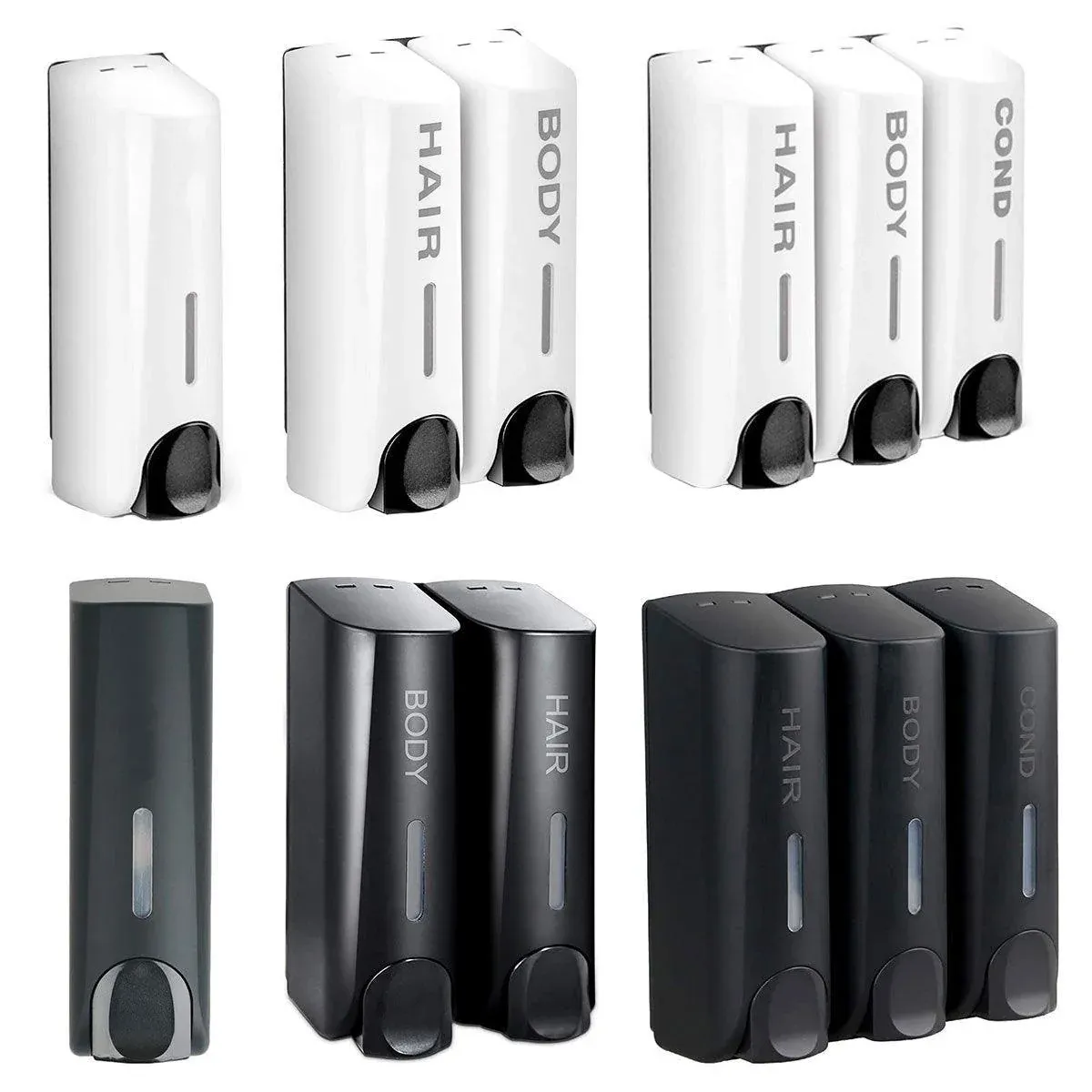 Hotel Wall Mounted Soap Dispenser Bathroom Shampoo Shower Gel Hand Soap Box - White-Double — image 3