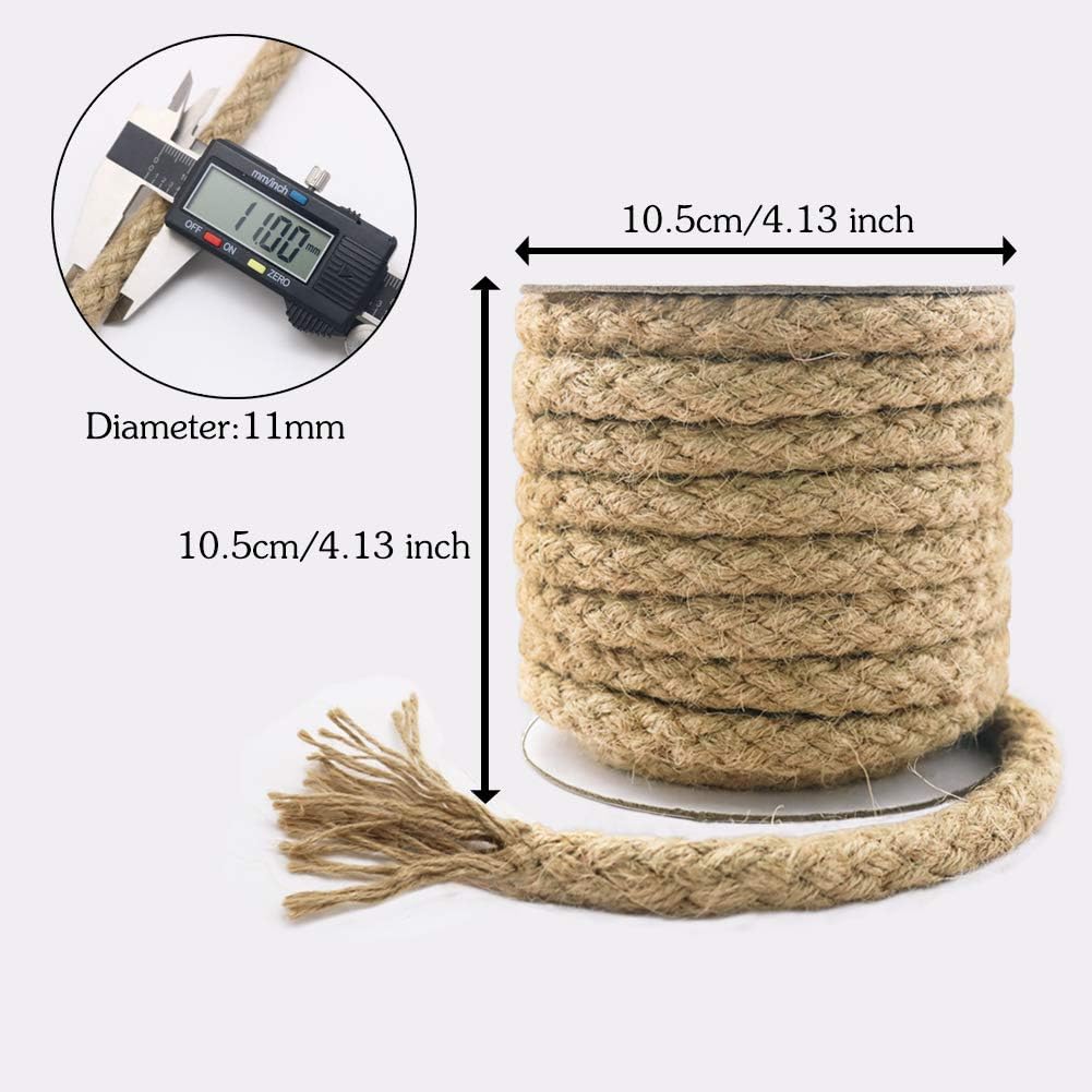 Braided Jute Rope, 25 Feet 11mm Thick Twine Rope for Crafting, Cat Scratching, Gardening, Bundling, Farmhouse Decor, Home Decor β image 5