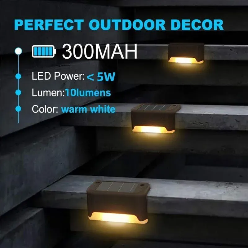 Multicoloured warm Outdoor Solar LED Deck Lights - Warm White, Black, 8-Pack for Garden, Patio, Pathway, Stairs — image 6