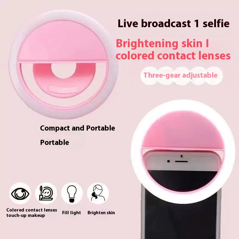 Rechargeable LED Ring Light for Phones with Adjustable Brightness Modes, Clip-On Selfie Lighting for Makeup and Streaming, White โ image 2