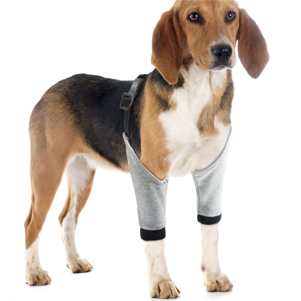 Dog Elbow Protector for Calluses, Recovery Suit for Front Legs, Cone Collar Alternative to Stop Licking Wounds, Cover Sleeve for Small Medium Large Dogs - Grey โ image 2