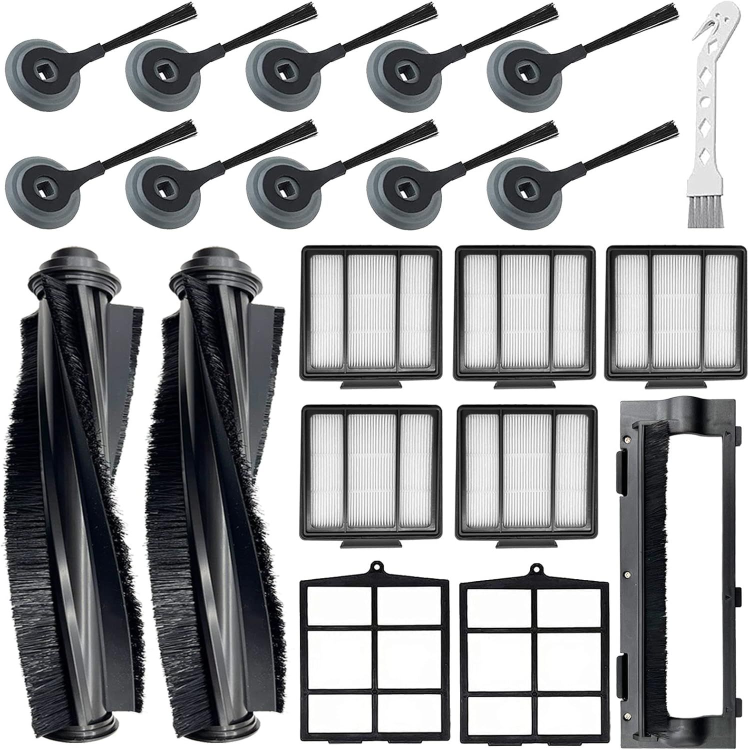 20 Pack Replacement Parts or Shark ION AV751 R85 RV850 S86 S87 S88 R71 R72 R75 RV761 RV771 RV871 AV752 AV753 Robot, 2Main Brush&5ilters&10Side