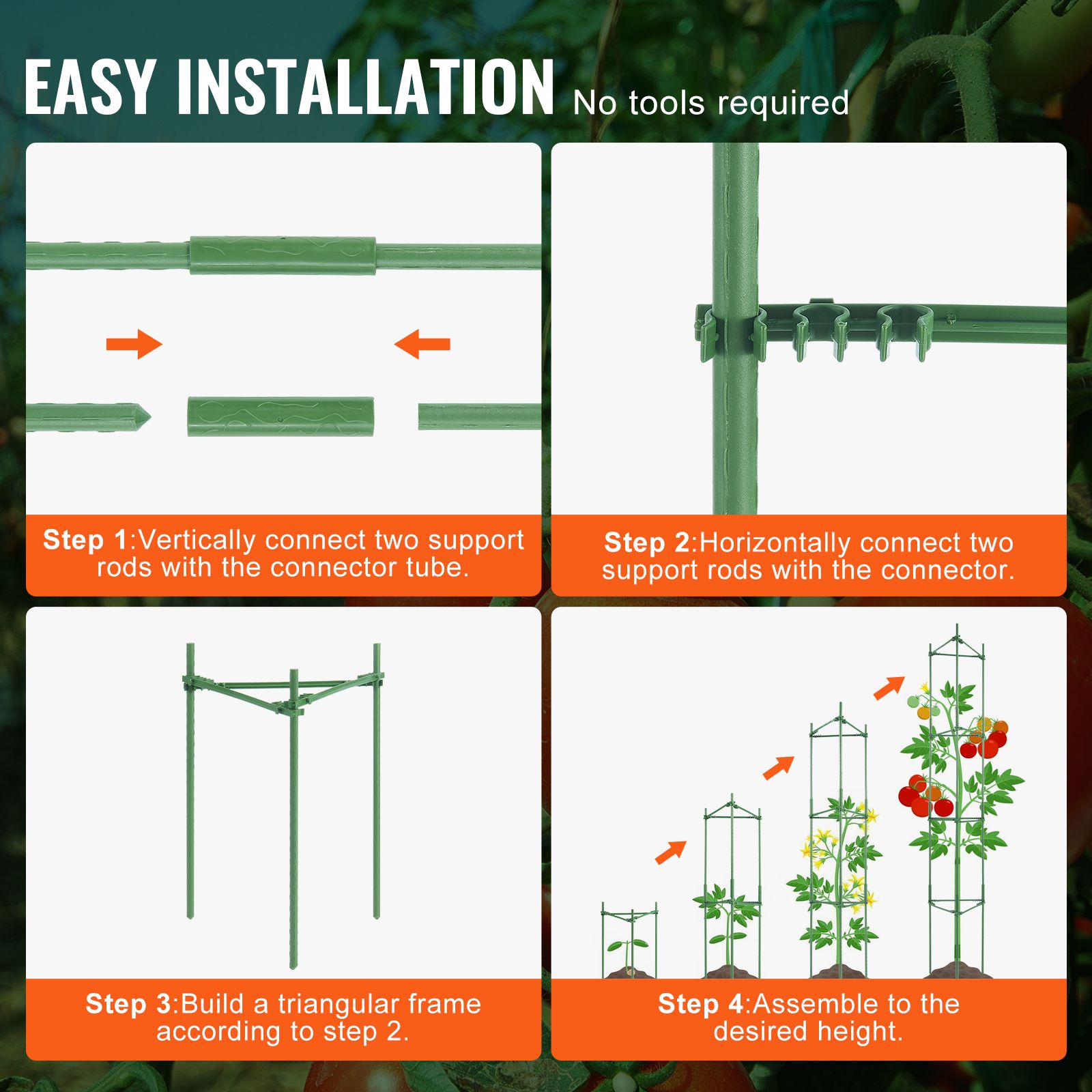 4 Packs Tomato Cages for Garden 1620 mm Tomato Plant Stakes Support Cage — image 4
