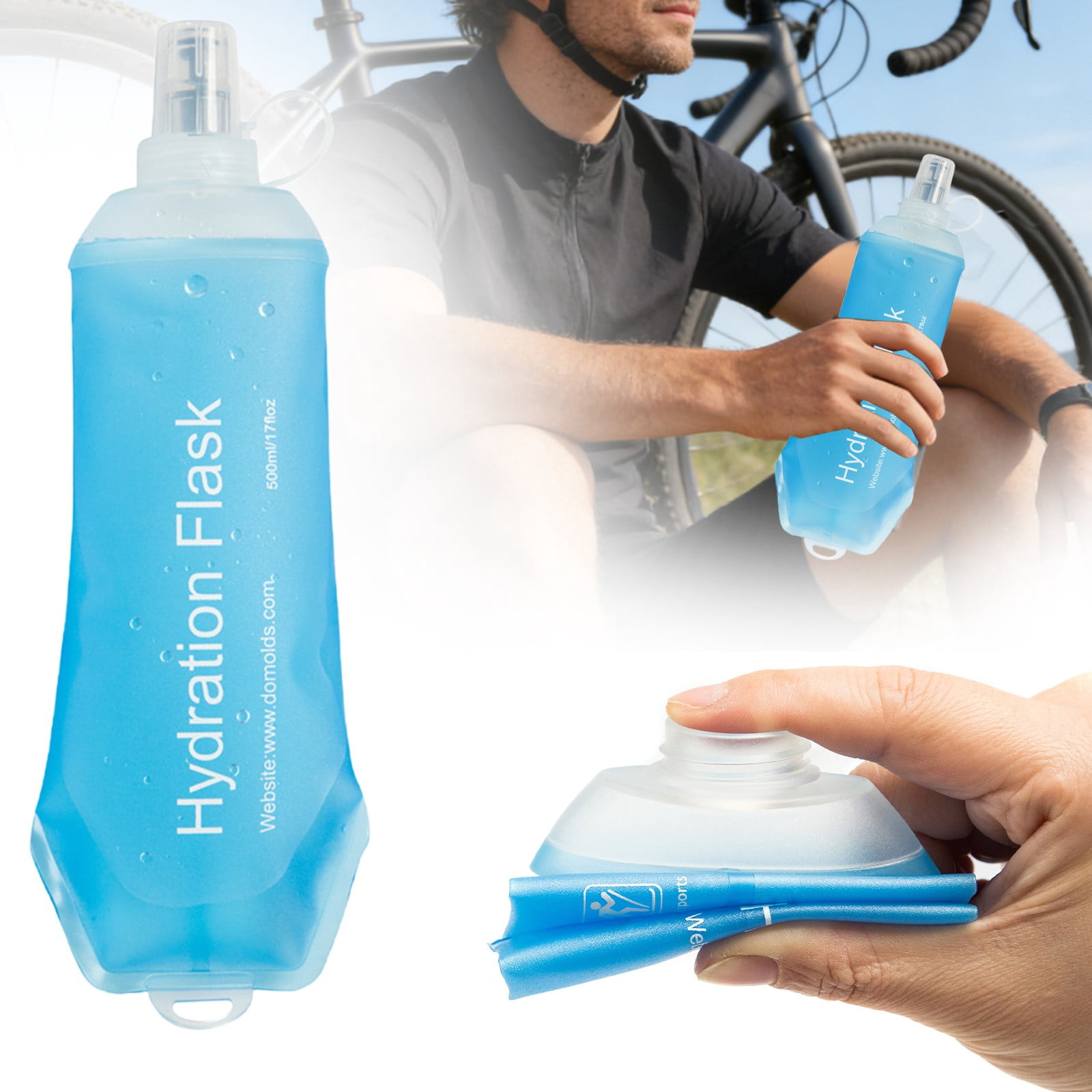 150ml Soft Flask,Light Tpu Foldable Soft Water Bottle Leak Proof Hydration Flask,Soft Water Bottle Running for Running Hiking Cycling Camping Portable Travel — image 2