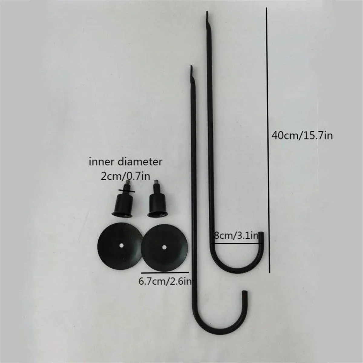 2PCS Black Metal Wall Mounted Iron Candlestick Holder L Shape Modern Home Decor — image 3