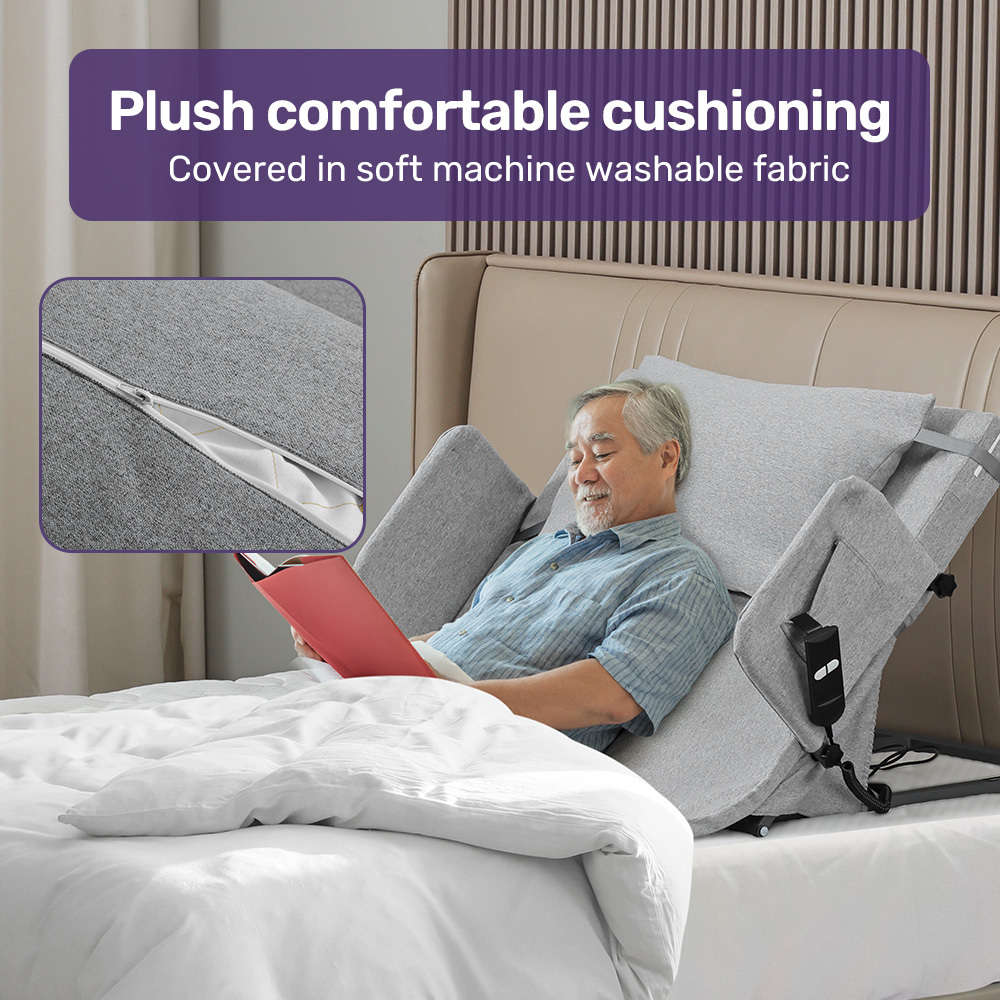 Equipmed Electric Adjustable Bed Backrest, German-Engineered Power Lifting Back Support with Remote Control, Grey โ image 5