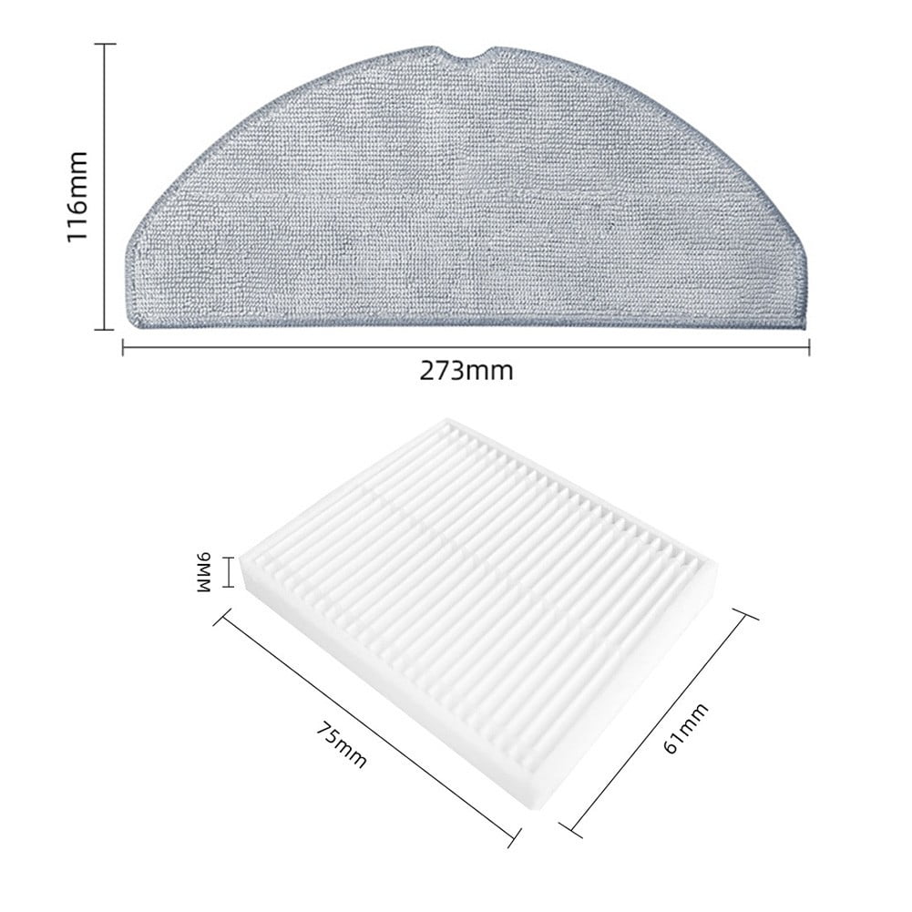 Vacuum Parts Kit, 1 Main Brush, 8 Mop Pads, 6 Filters, 8 Dust Bags and 6 Side Brushes for Roborock Q7 M5+ and Q7 TF+ — image 3