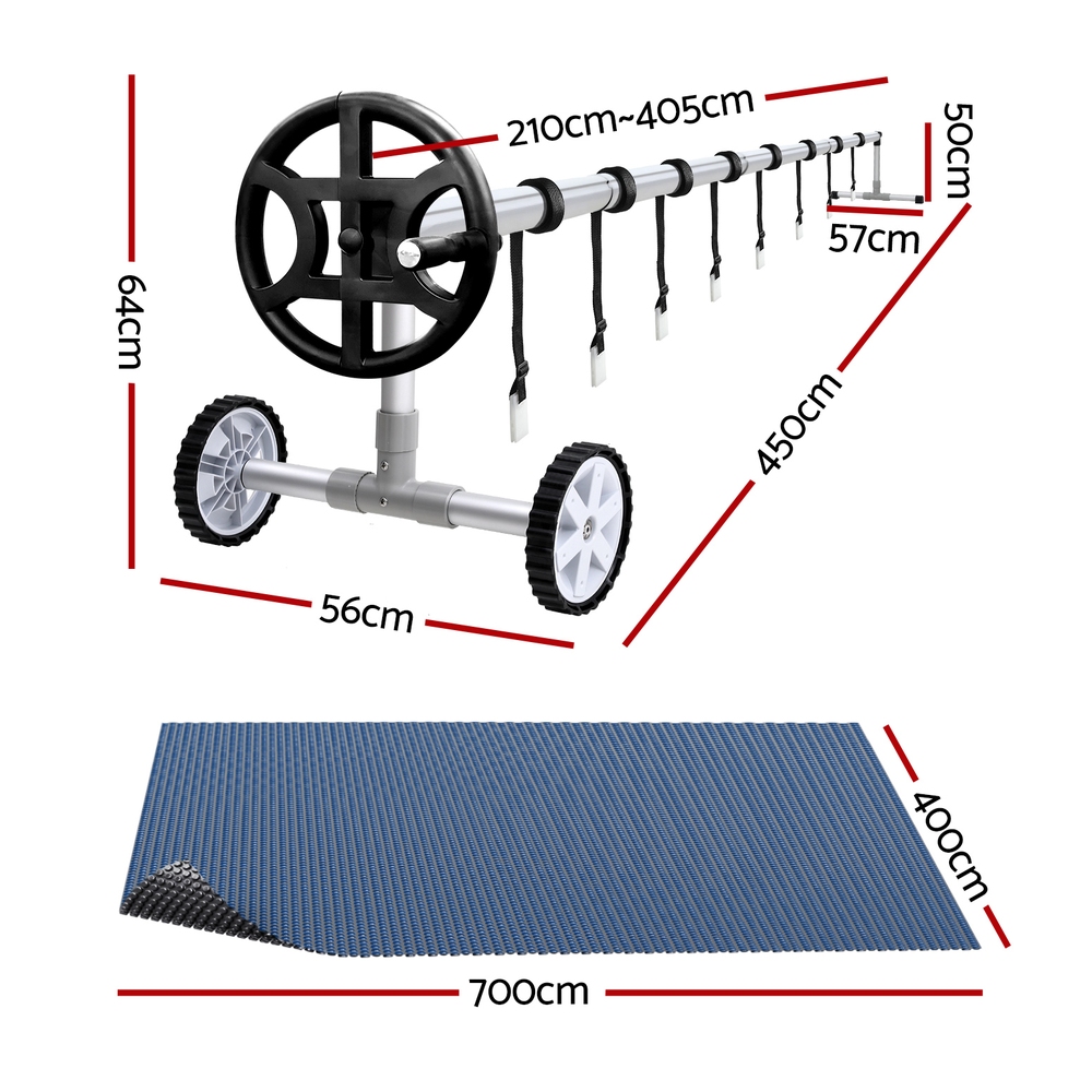 Aqua Buddy Pool Cover 600 Micron 7x4m w/ Roller 4m Swimming Pools Black Solar Blanket โ image 2
