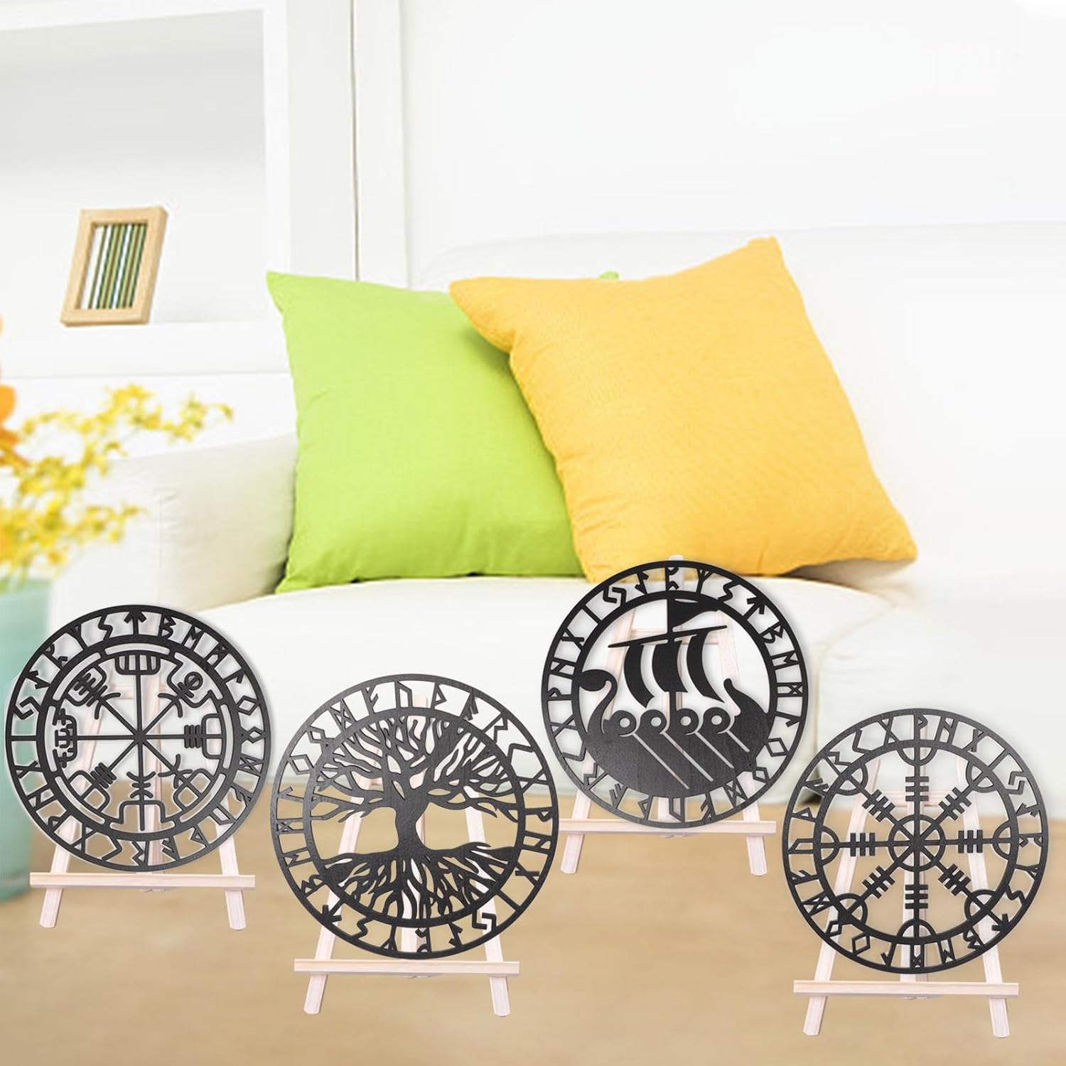 Metallic Viking Wall Art Nordic Compass Decor for Bedroom Living Room — image 2