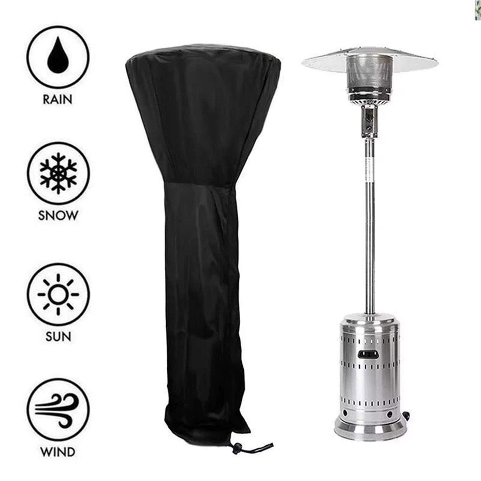 Standup Outdoor Round Heater Covers with Zipper, Oxford Fabric Waterproof Snowproof Windproof, Patio Heater Cover — image 4