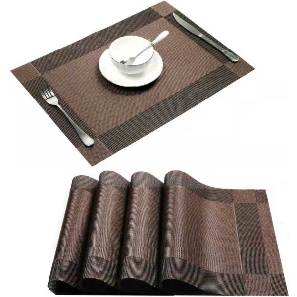 PVC Non-Slip PVC Placemats Set Heat Resistant Placemats Dining Table Kitchen Mat (Set of 4) Gold — image 3