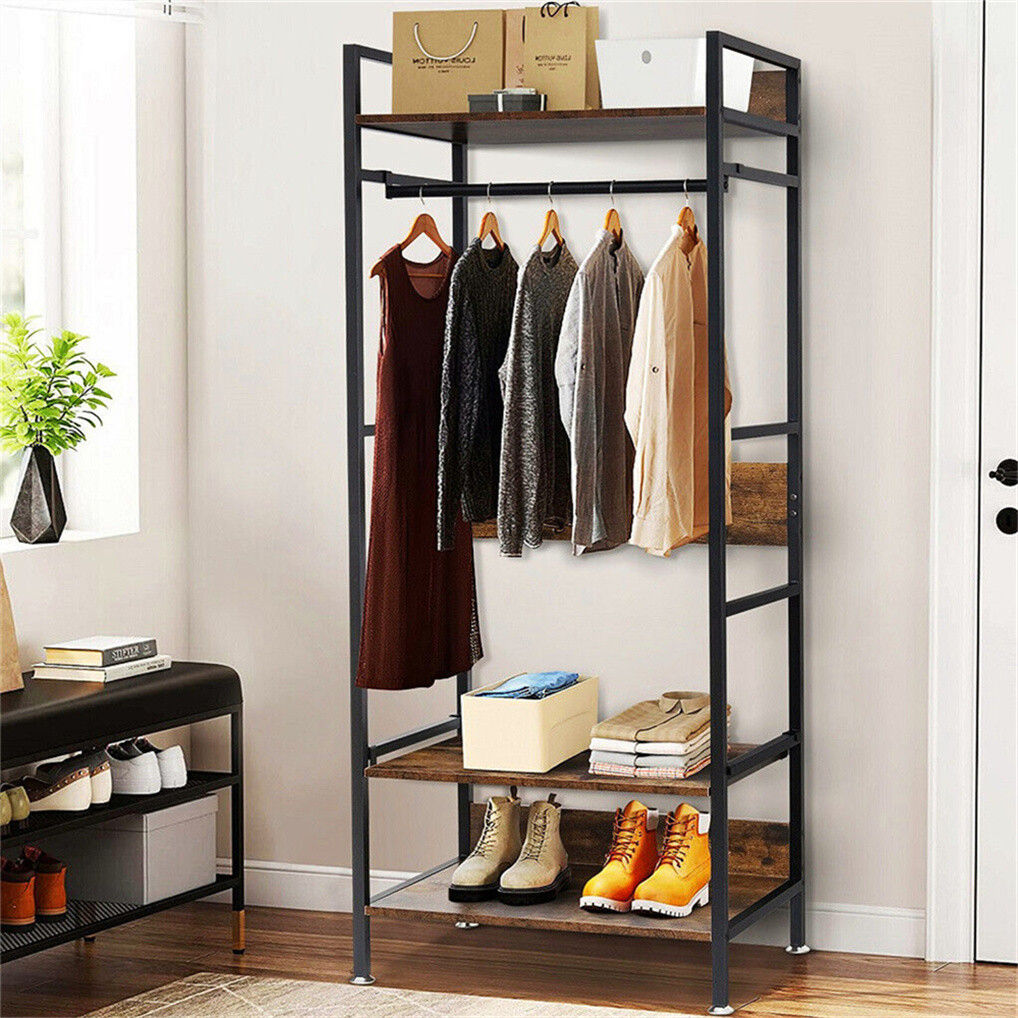 Heavy Duty Clothes Rack 3 Tiers MDF & Metal Iron Rail — image 3
