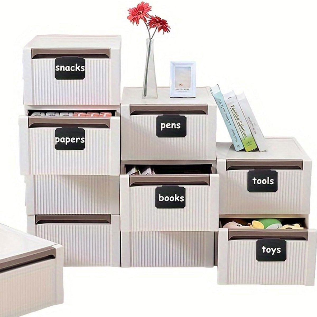 12 pieces - Labels - basket labels with clip - removable storage rack labels - chalkboard label - label holders - clip-on labels - shelf labels - PVC label — image 2
