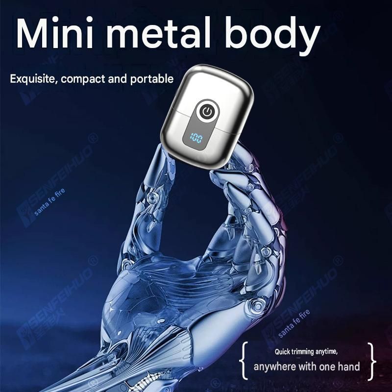Silver Mini Portable Electric Shaver for Men and two set of spare integral blades - Floating Heads, IPX6 Waterproof Wet & Dry Use, LED Battery Display, Type-C — image 4