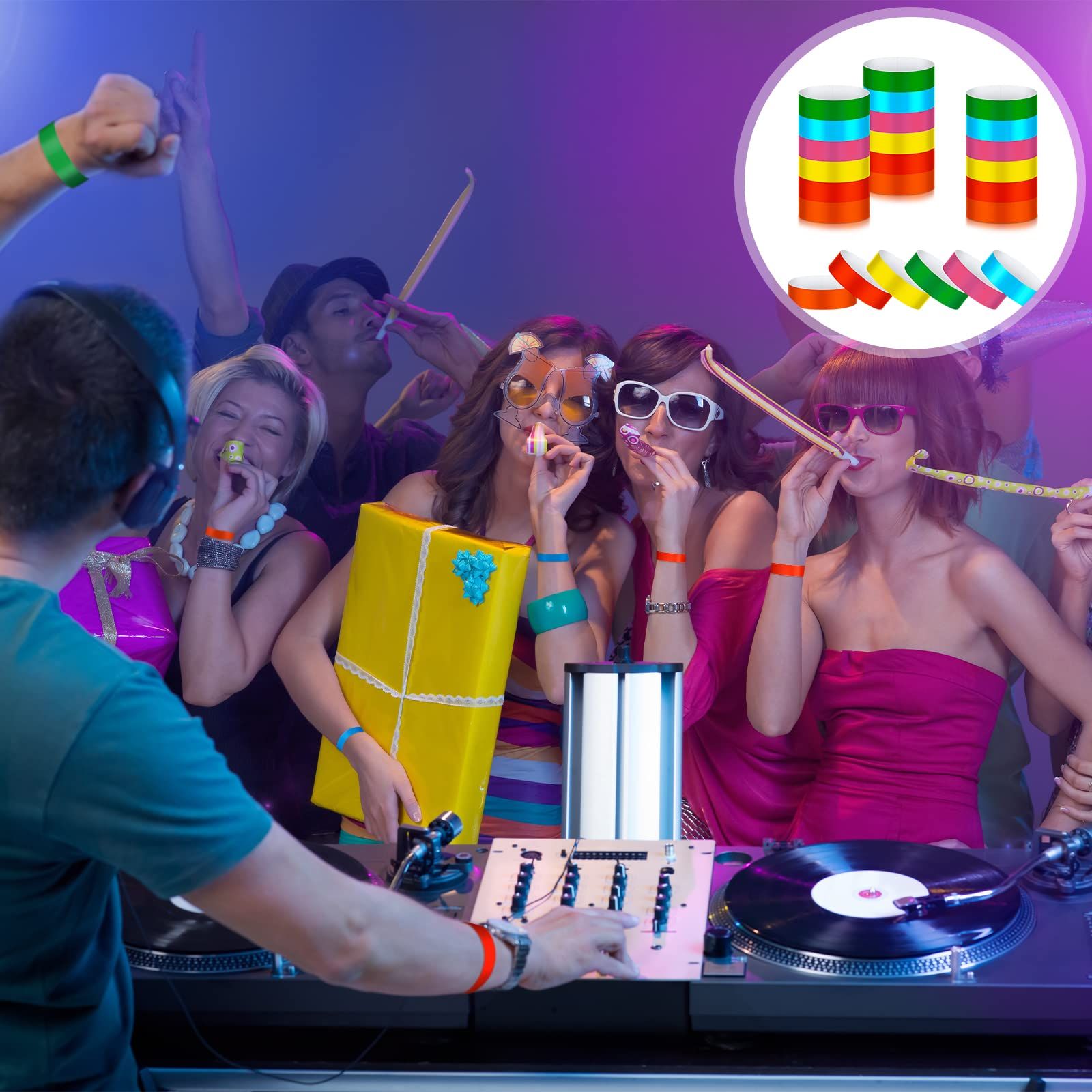 600 Pcs Paper Wristbands Neon Wrist Bands Waterproof Hand Bands for Events Lightweight Concert Wristbands Neon Colored — image 3
