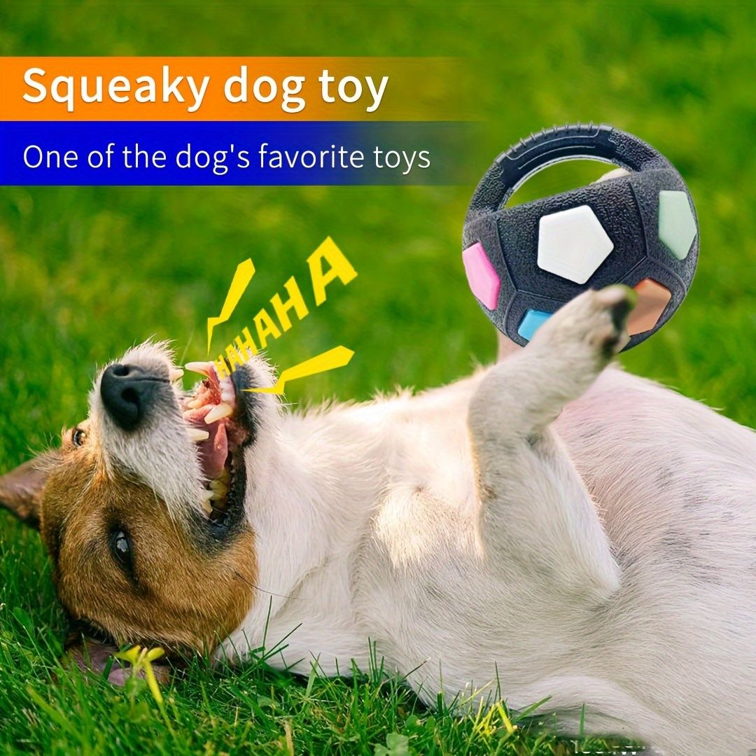 Football-shaped pet dog toys, sturdy and durable tooth-grinding training toys, squeaking sound toys โ image 3