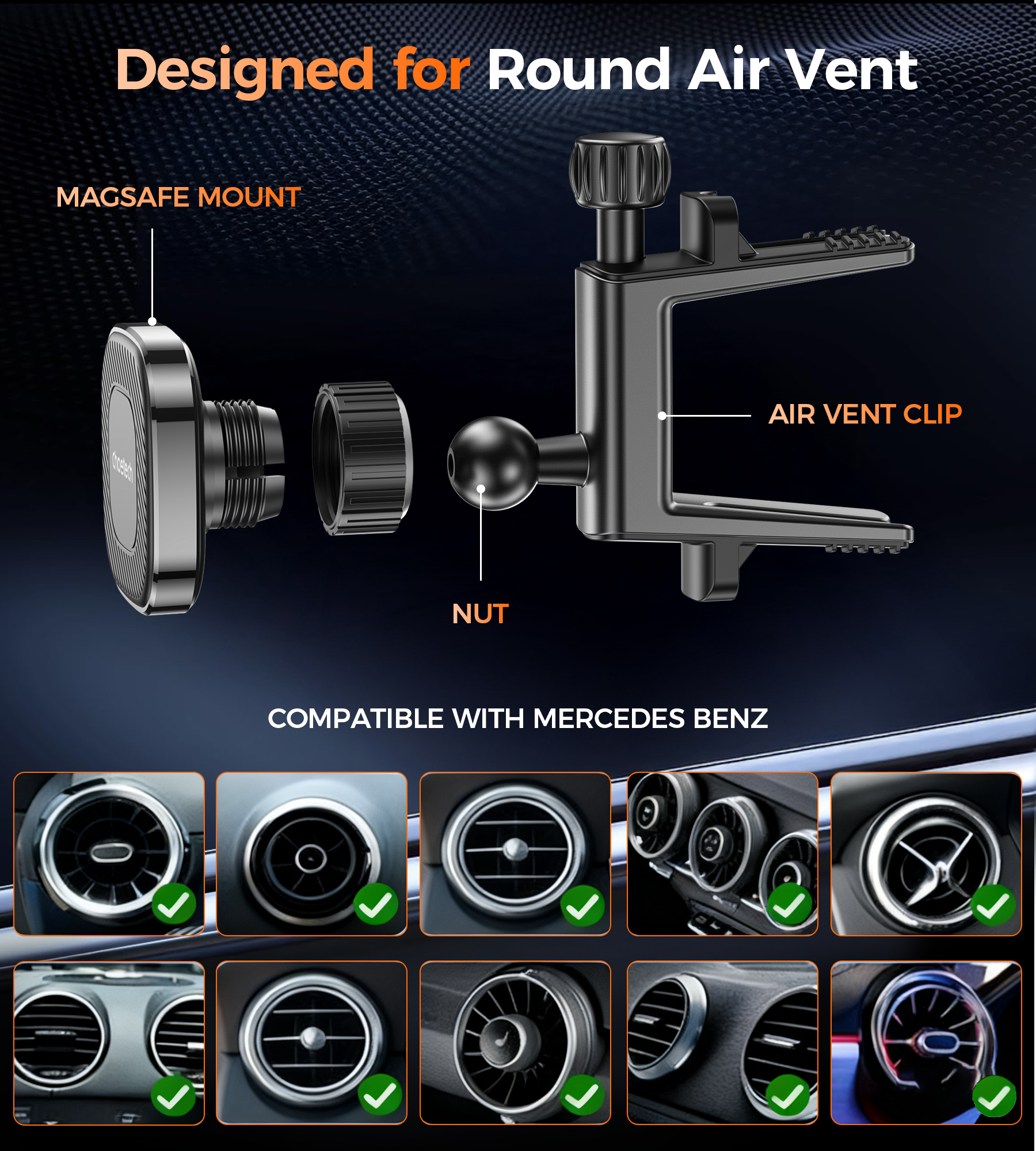 Choetech H095 Magnetic Car Air Vent Phone Holder 360-degree Rotation โ image 4