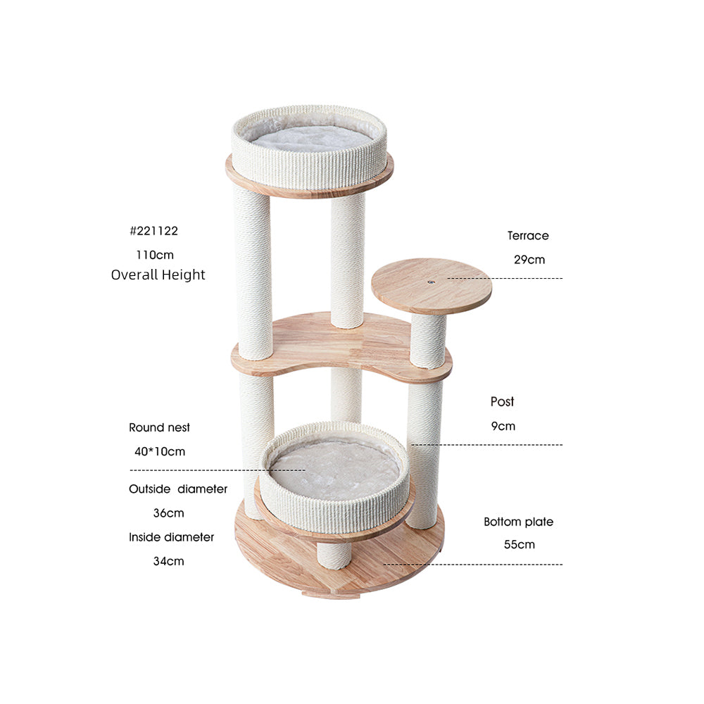 HONEYPOTCAT MZ Simple Joy Wood Cat Tower - Double Delight 110cm โ image 4