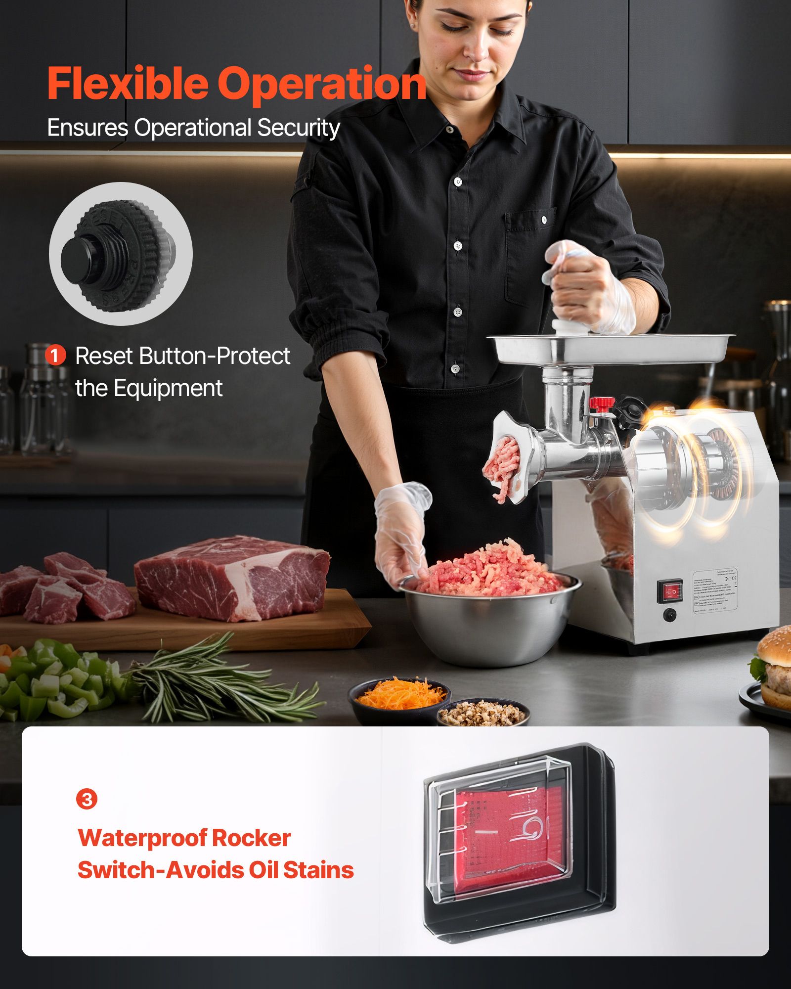 Commercial Electric Meat Grinder 5.5 Lbs/Min Sausage Stuffer Maker Kitchen — image 4