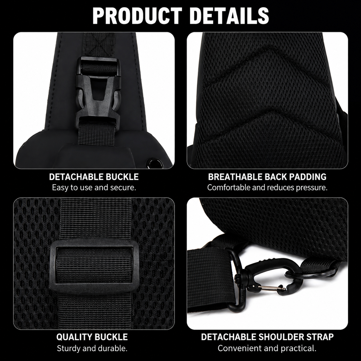 Gray Men's Sling Chest Bag - Lightweight Large Capacity Crossbody Shoulder Bag with Adjustable Strap for Commuting, Travel, Outdoor and Daily Casual — image 6