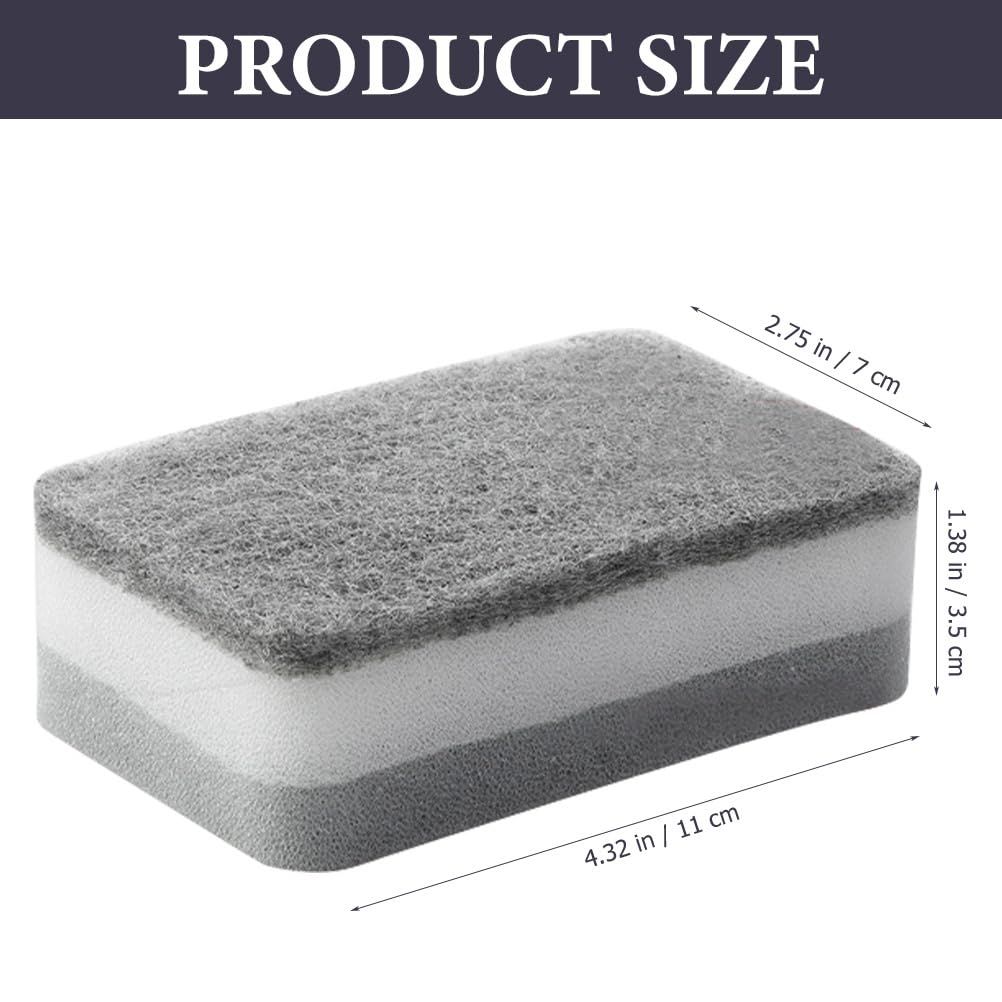 5 Pcs Dish Cleaning Sponge Durable Scrub Scouring Sponge Water Absorbing Kitchen Cleaning Sponge for Kitchen Household Gray — image 5