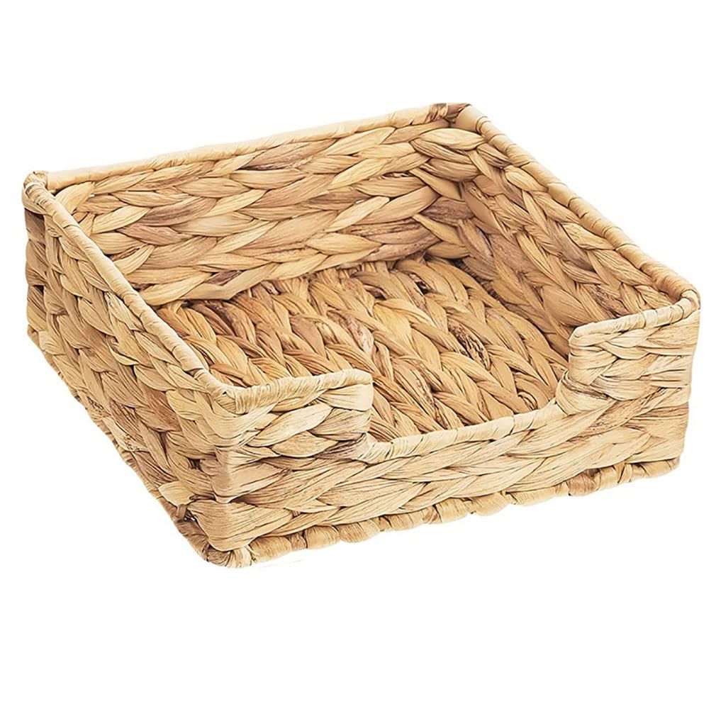 Water Hyacinth Guest Towel Holder for Bathroom, Wicker Napkins Baskets for Dinning Room, Rattan Napkin Holders for Tables, 1 Pack(Square 18 * 7cm)