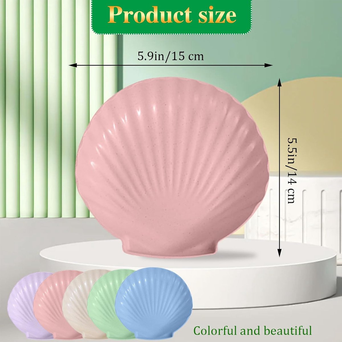 shell-shaped dessert plates - reusable 15 cm plastic plates - for appetizers, wedding cakes, and salads - ideal for travel, picnics, and parties (pink) — image 5