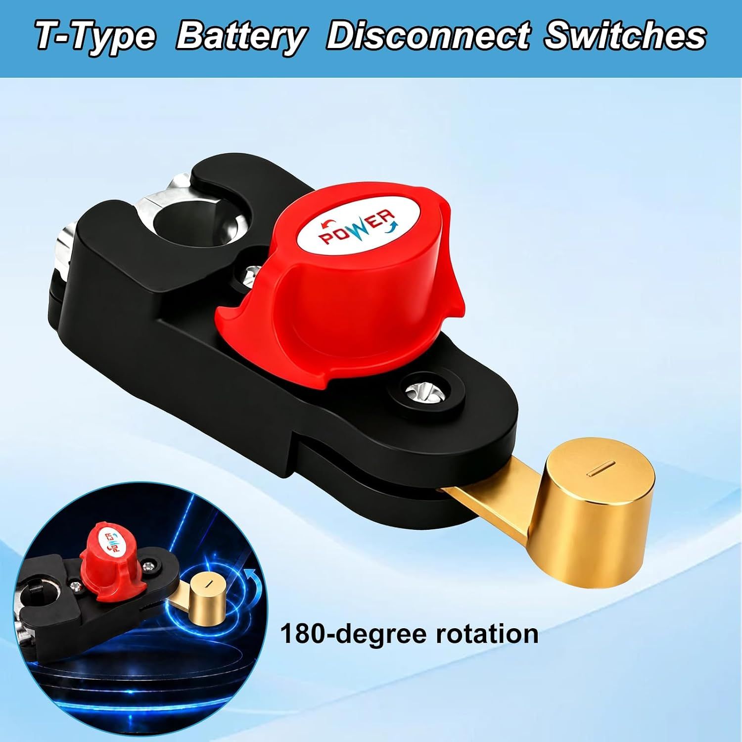 12V-24V Rotary Battery Disconnect Switch, Pure Copper Cut-Off Isolator with Adjustable Top Screw for Cars, Trucks, Boats and RVs โ image 5