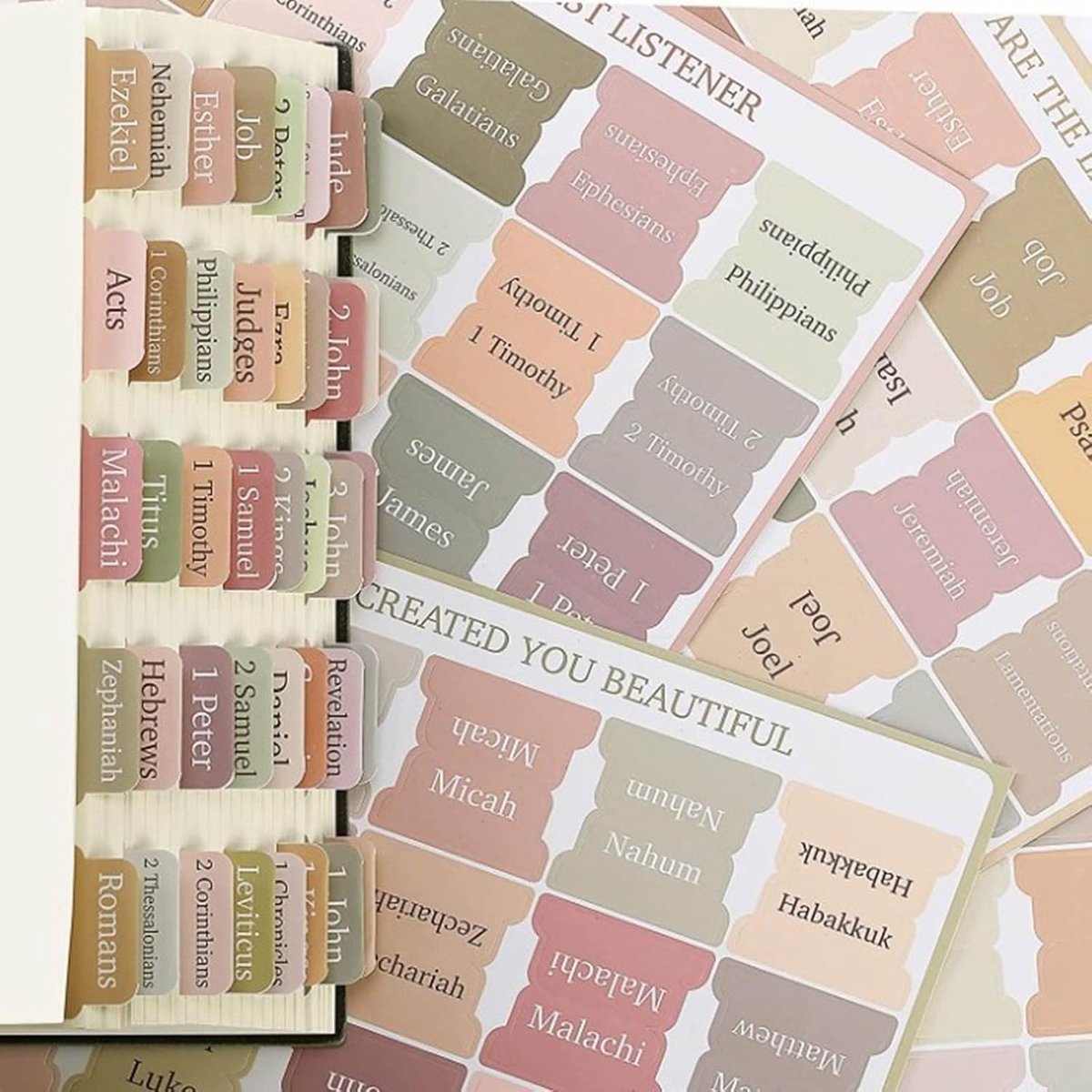 Bible Index Tab Set (5 pieces, 75 stickers) - Removable and replaceable laminated tabs for easy navigation - Decorative Bible accessories for women and men — image 2