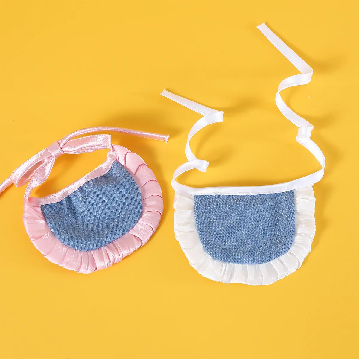 Pet Clothes Set Lace Bib with Hat Soft Cotton for Dogs Cats Wear Decoration - Pink — image 6