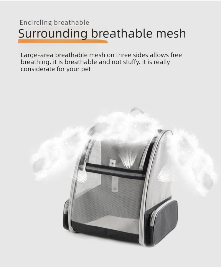 Black Breathable Pet Carrier Backpack - 35 x 29 x 41 cm Oxford Fabric Travel Bag with Mesh Ventilation, Structured Support and Plush Mat for Cats and Small โ image 4