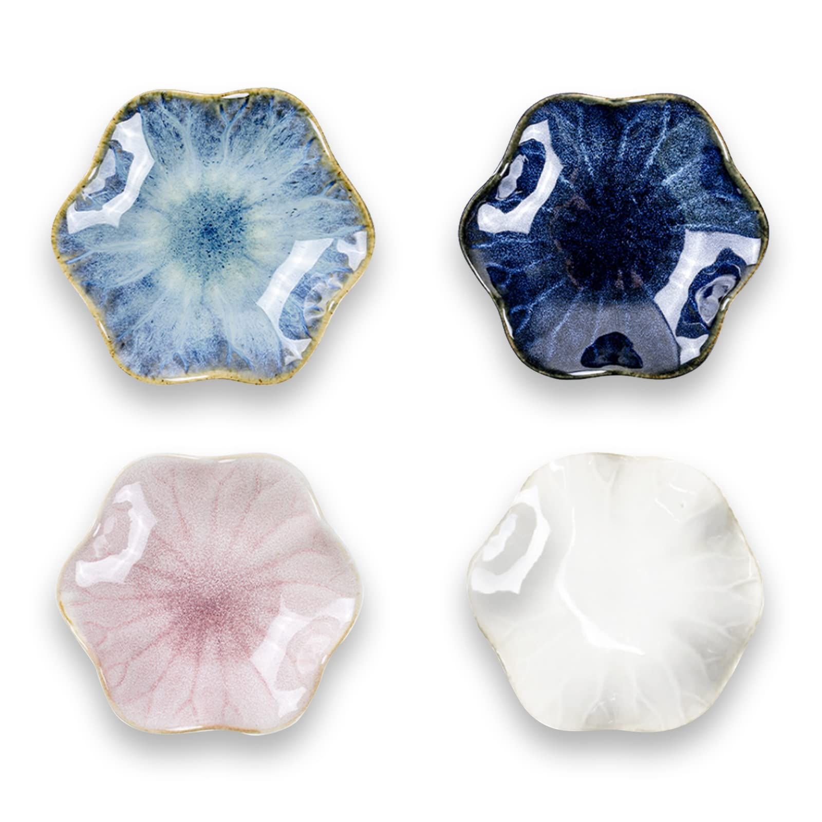 Ceramic Jewelry Tray Ring Dish, 4.33 Inch Key Bowl Ceramic Tray 4PCS, Ttrinket Dish Jewelry Dish, Home Decoration