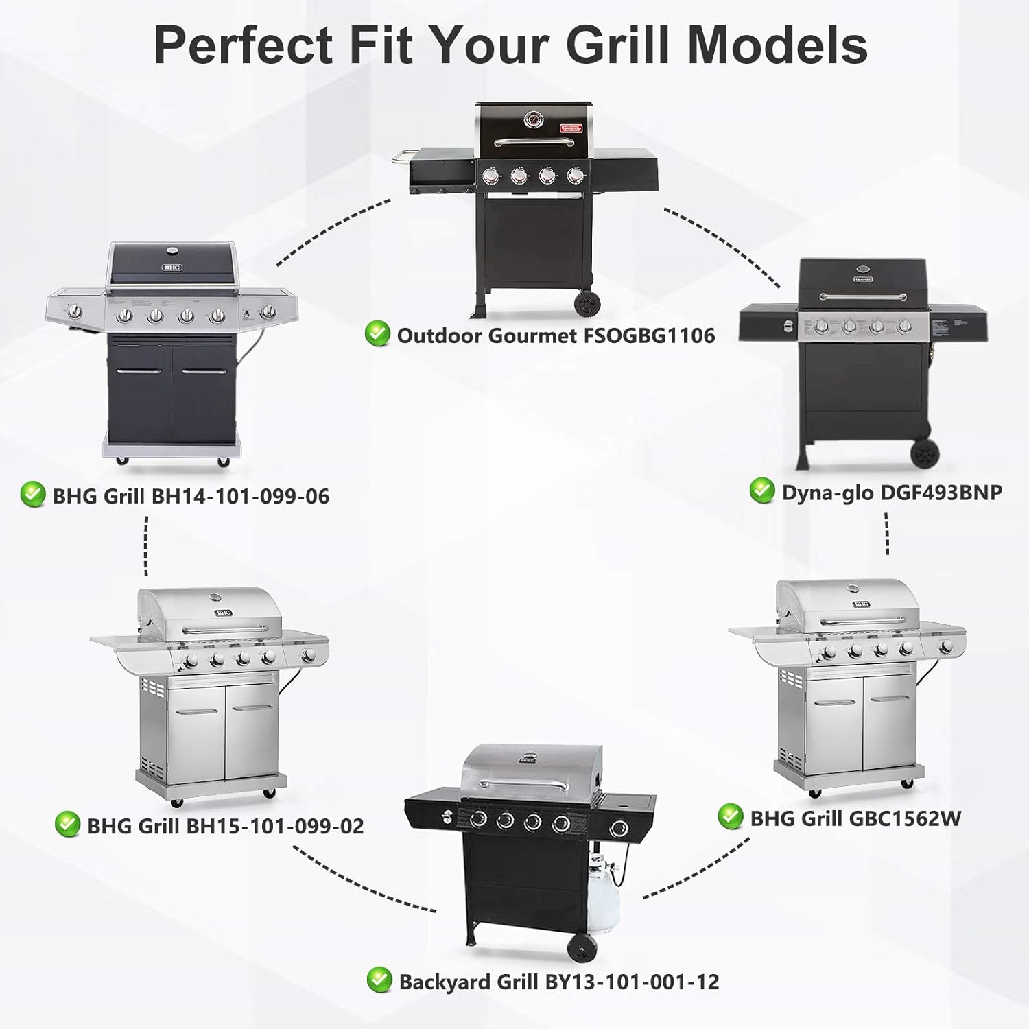 Heat Tents for Dynaglo Dyna-Glo DGF493BNP, Backyard Grill BY13-101-001-12 BY14-101-001-02, BHG BH13-101-099-01 BH15-101-099-02 GBC1562W Grills, 4-Pack Heat — image 2