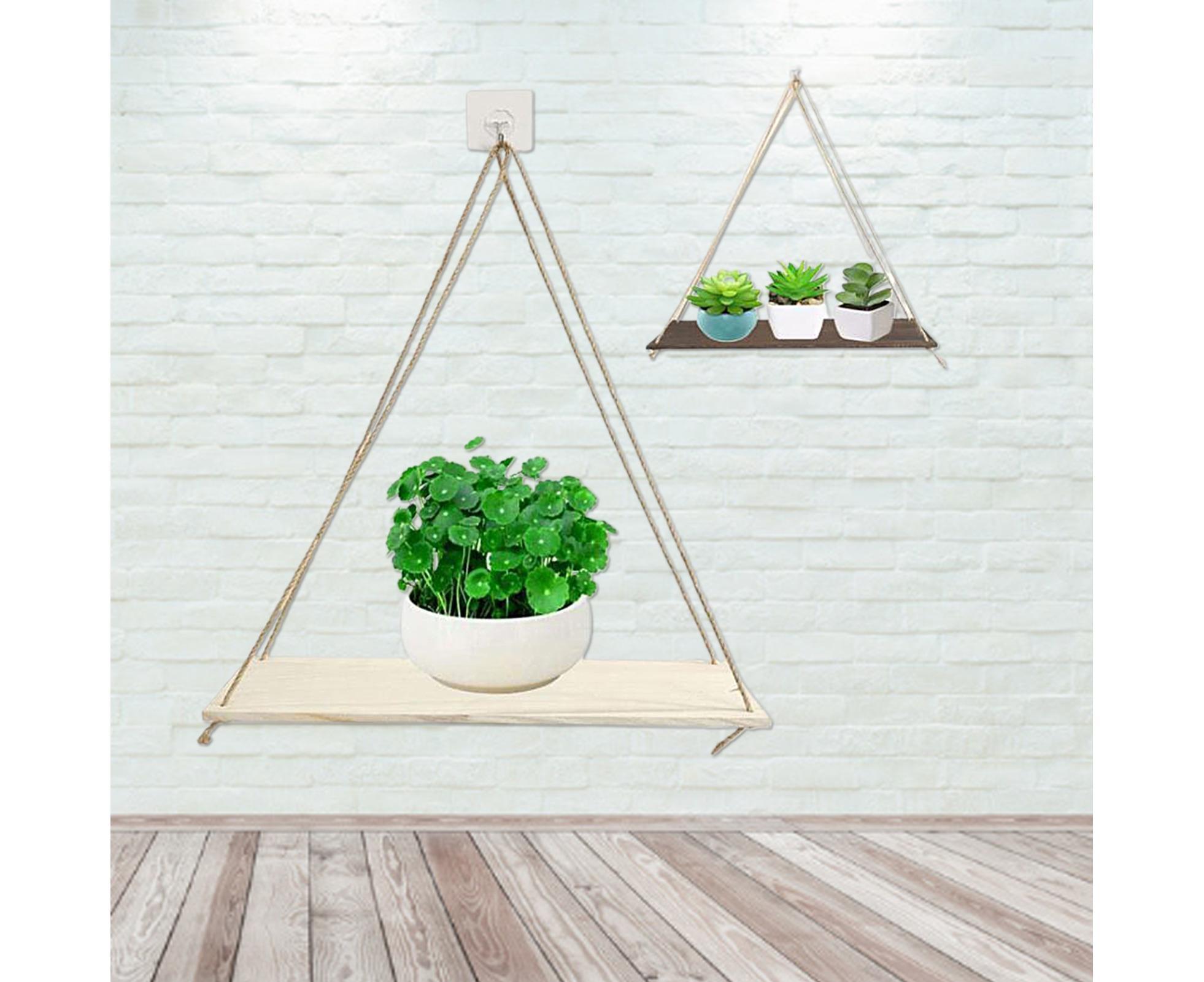Home Plant Bonsai Photos Frame Wood Window Wall Hanging Shelves Storage Rack- S — image 2