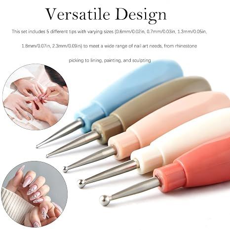 2026 New Nail Dotting Pen Set - 5 Interchangeable Stainless Steel Dottings Tools for Manicure Art, Rhinestone Picker, Lining, Painting, Sculpting, Salon and โ image 2
