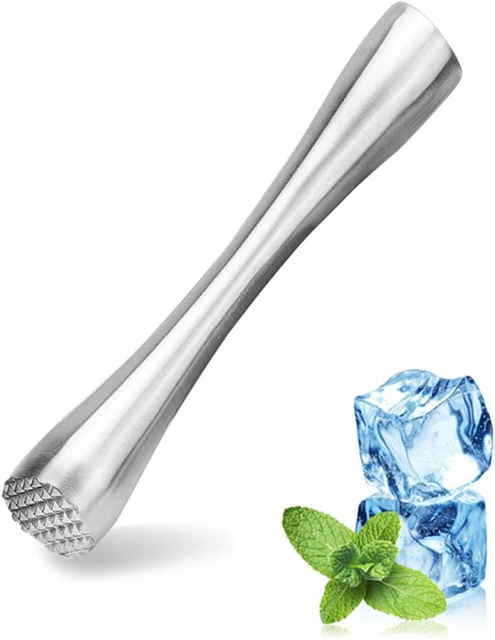 Stainless Steel Cocktail Muddler 8" Professional Old Fashioned & Mojitos Drink Muddler Ideal Bartender Tool