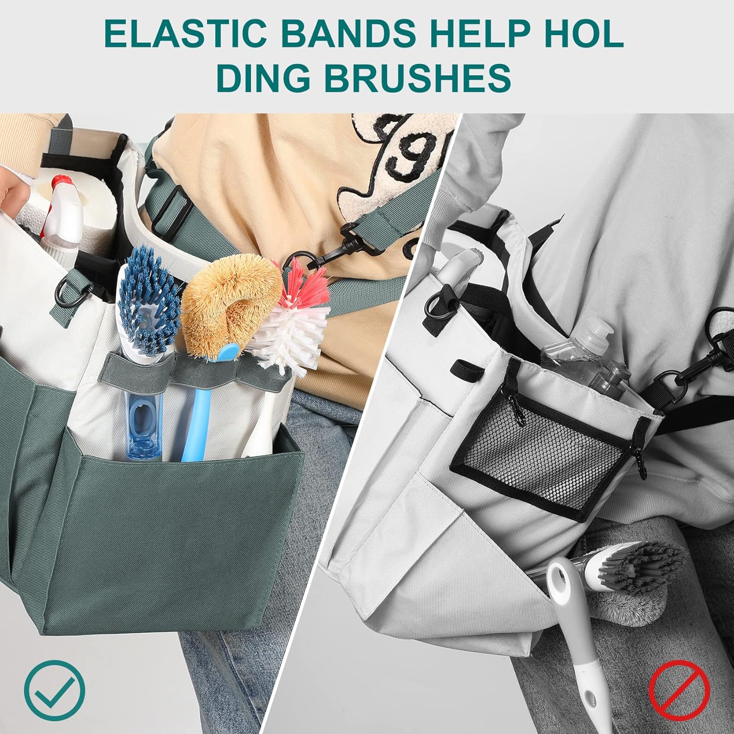 Cleaning Caddy Organizer with Handle, Wearable Bag for Supplies, Tote Shoulder and Waist Straps, Under Sink Tool Multiple Compartments (Large) (QJB-BLS) — image 5