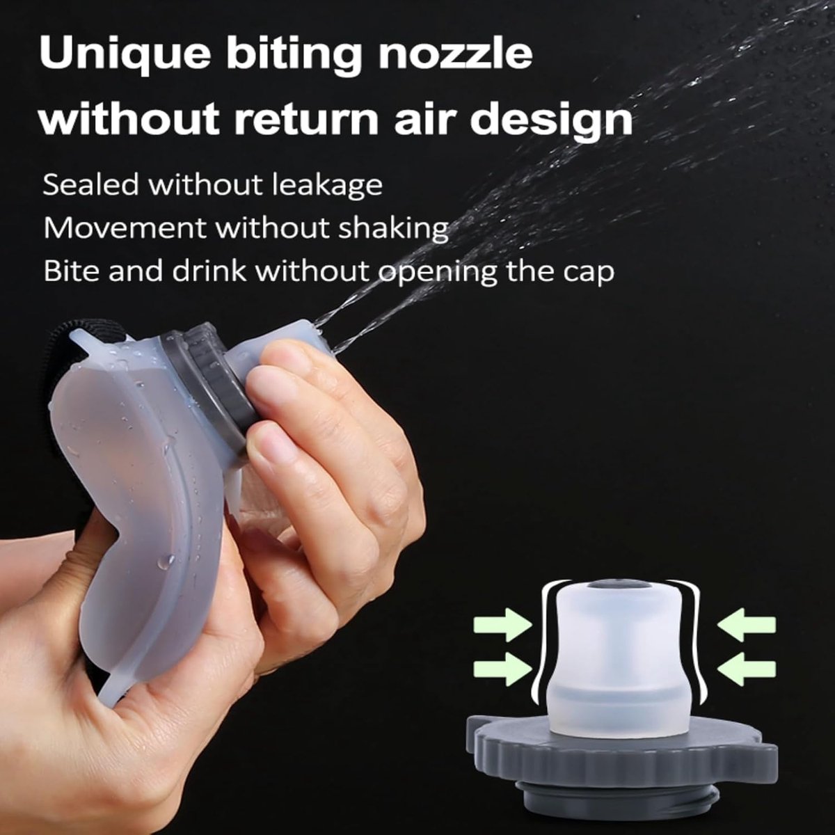 Wrist water bottle, sports cup, 200ml, silicone, hands-free, black — image 3