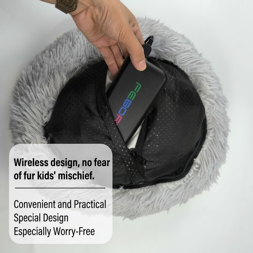 Heated Pet Bed for Cats and Small Dogs, USB-Powered Warmth with 5 Temperature Settings and Timer, Washable Round Cozy Couch for Indoor Comfort (60cm) — image 5