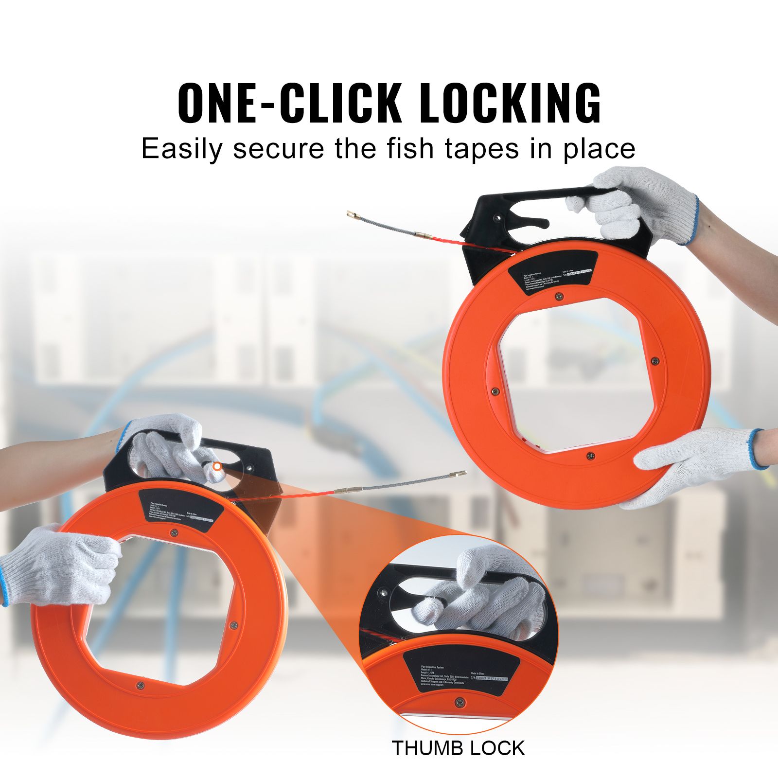 Fish Tape, 38.1 m Length, 4.5 mm, PET Wire Puller with Optimized Housing and Handle, Easy-to-Use Cable Puller Tool, Flexible Wire Fishing Tools for Walls and — image 4