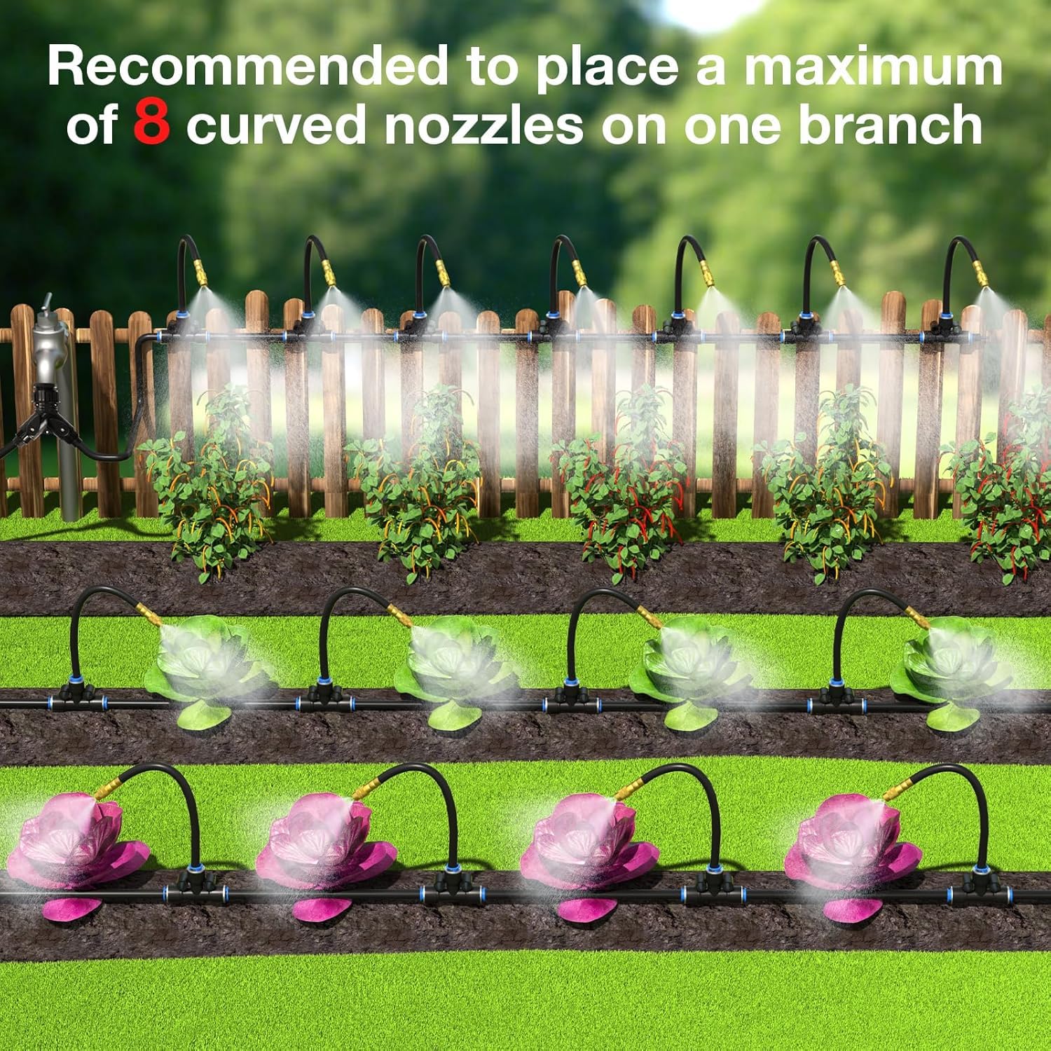 Drip Irrigation System, No 1/4 Pipe, only 6pcs Adjustable Copper Nobbles and 6pcs Quick Connectors — image 5