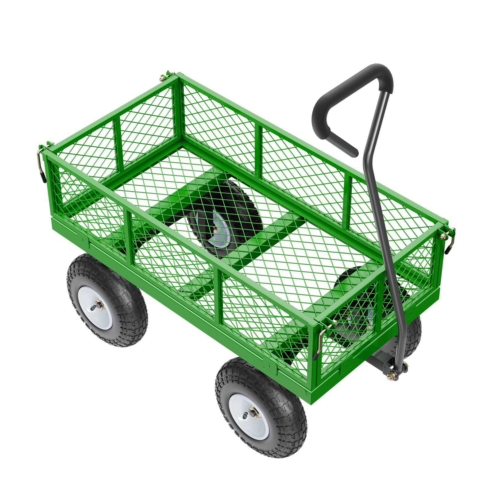 680 Lbs Steel Garden Cart on Wheels, Heavy Duty Garden Wagon Cart Pullable, Metal Outdoor Utility Yard Wagon Carts with 10" Tires, Mesh Removable