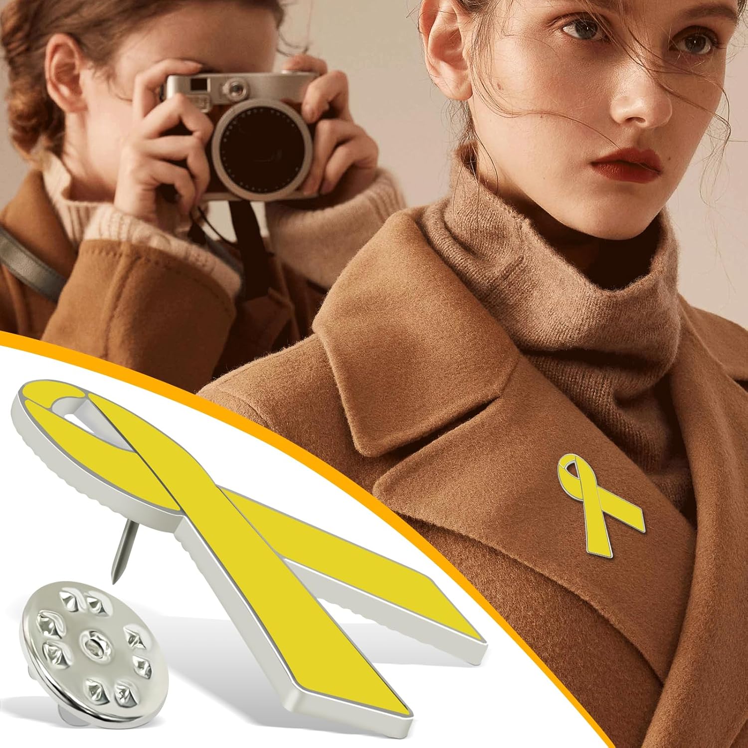 Yellow Ribbon Brooch Israel Hostage Women Men Bring Them Home Brooch Yellow Ribbon Breast Cancer Awareness Stand-Up Collar Brooch Support Campaign Charitable — image 3