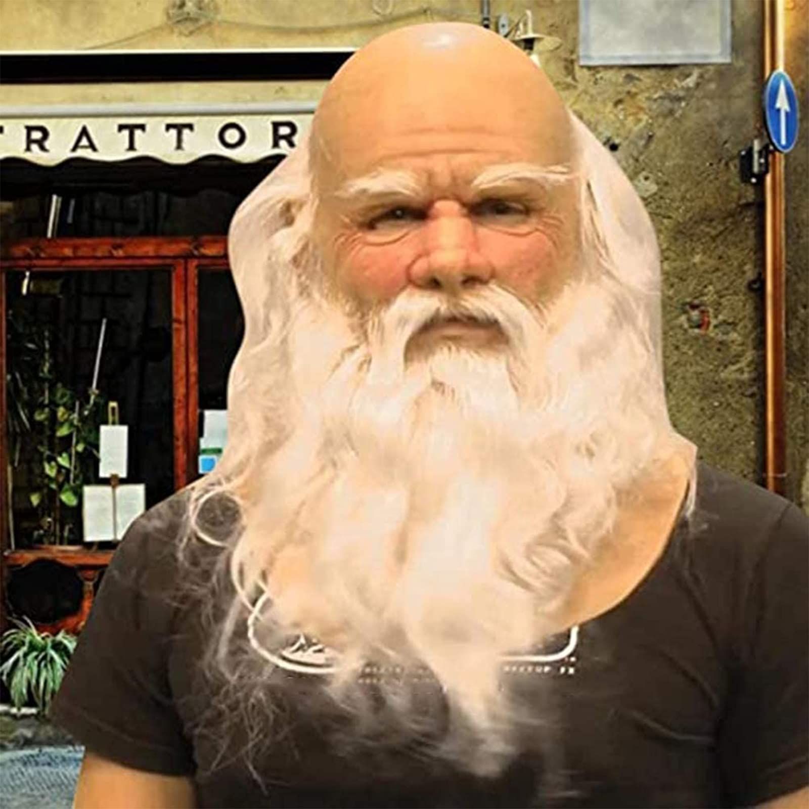 Christmas Santa Claus Latex Mask,Realistic Full Face White Beard Red Cap Mask Xmas Headgear for Theme Party โ image 2