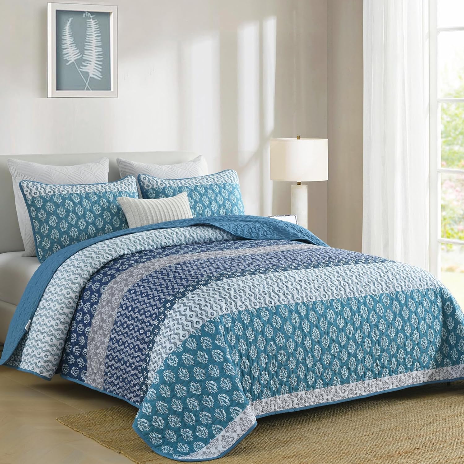 Classic Hydrangea Soft Quilted 3 Pc Bedspread & Pillow Cover Set โ image 3